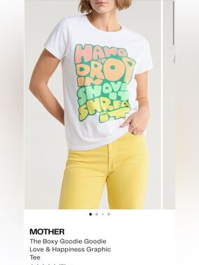 Mother L boxy goodie goodie love & happiness white graphic tee *color stain